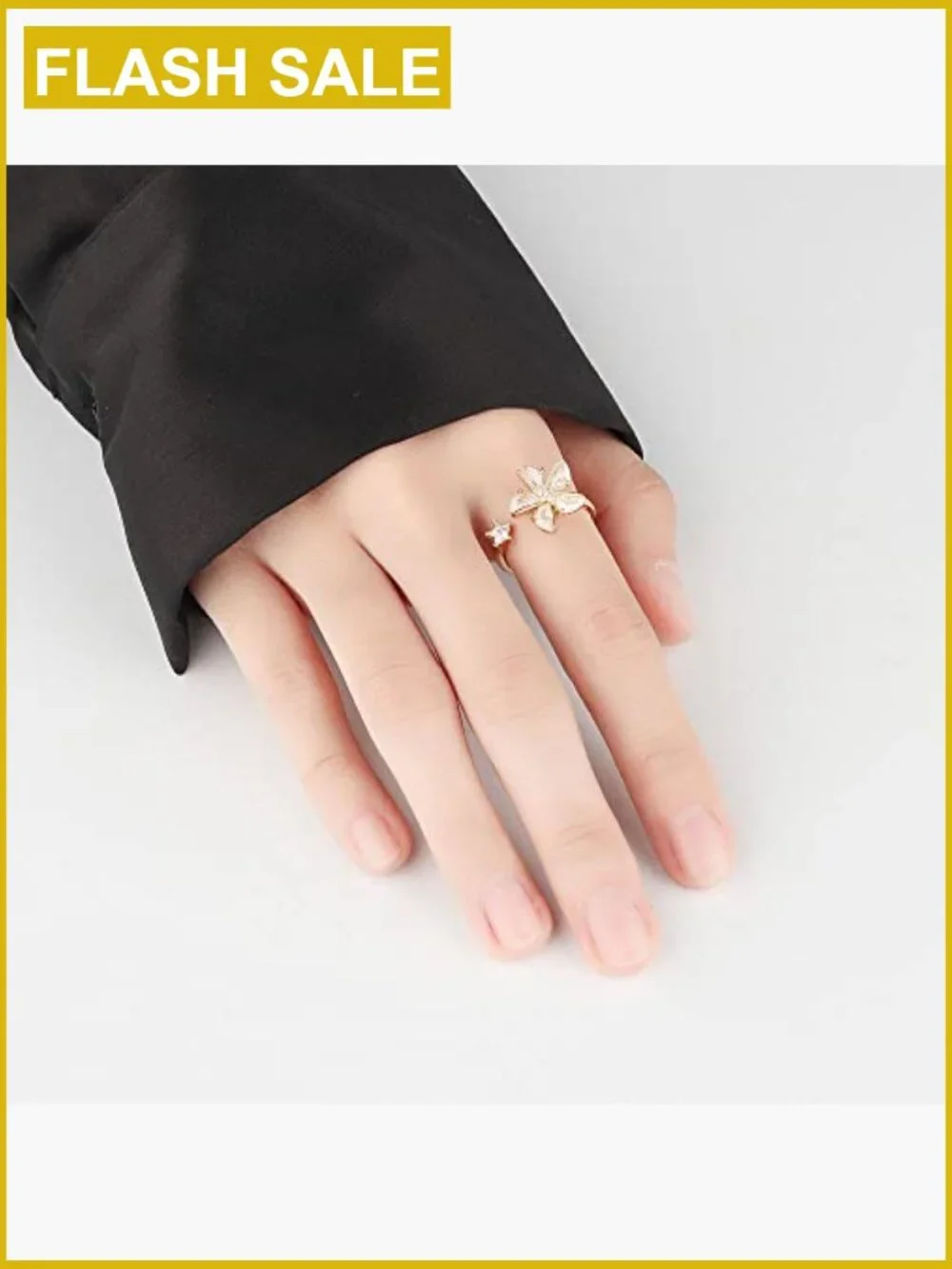 Fidget Spinner Ring Anxiety Stress Relief Open Adjustable Cubic Zirconia